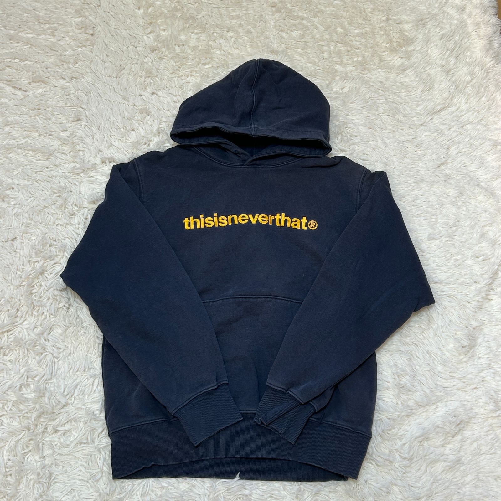 古着 thisisneverthat ディスイズネバーザット 刺繍ロゴ パーカー フーディ ネイビー S 264-1653