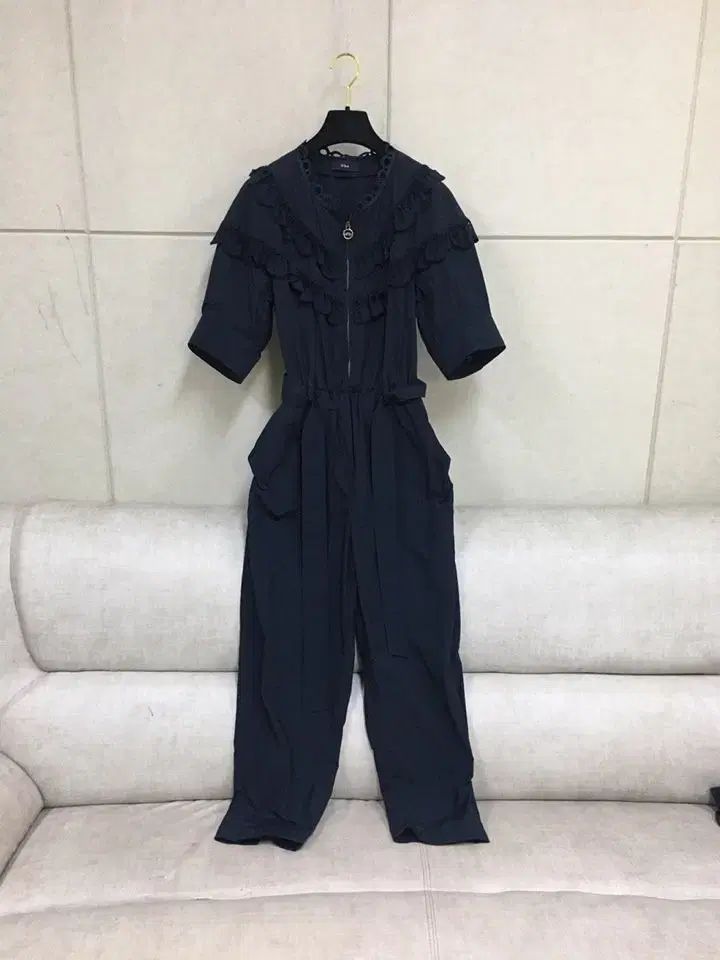 O'2nd オッズセカンド 正規品 ブラック レース 半袖パフスリーブ セーラーカラー ジャンプスーツ