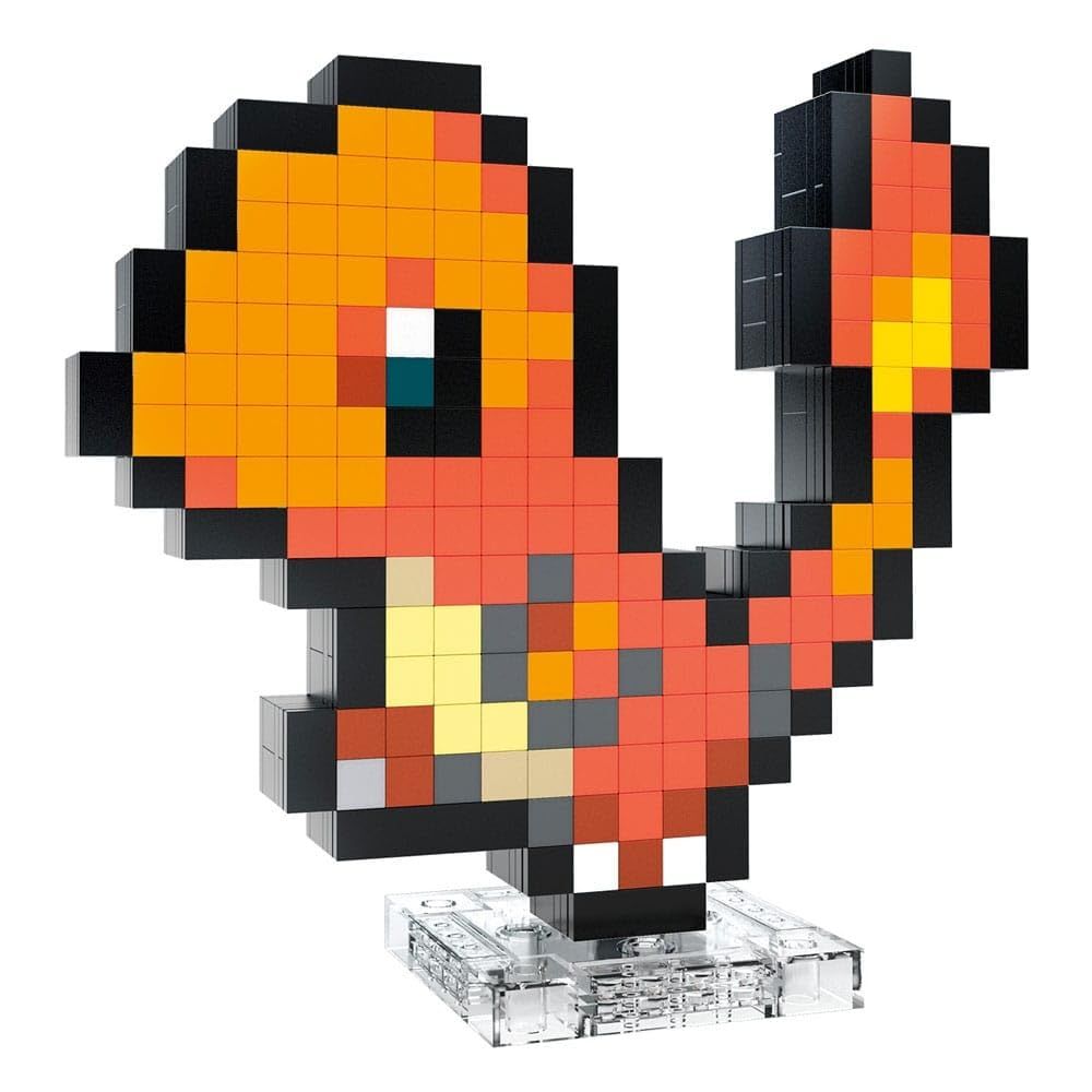 MEGA Pokemon Action Figure Building Set, Charmander with 349 Pieces and Pixel Retro Style, for Table or Wall Decor, Build & Displ