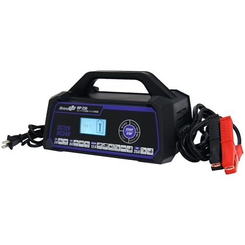 R★メルテック(meltec) バッテリー充電器 (バイク/普通車/大型車/トラック/建機) セレクト式自動パルスタイプ 12V/24V対応 MeltecPlus 定格25A バッテリー診断機能付 維持充電(トリクル充電)方式 AGM/ISS a836d6c2