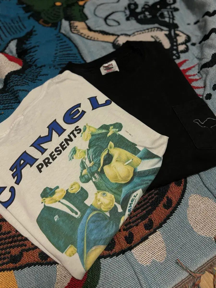 90s キャメル プロモーション ポケットTシャツ カットオフ