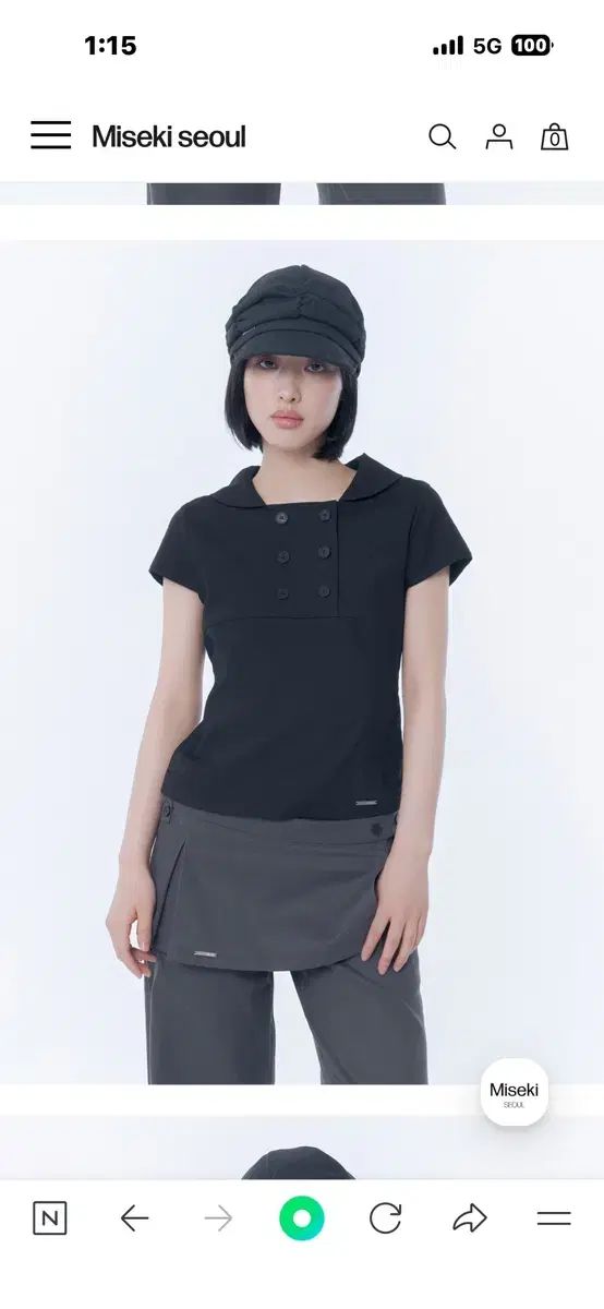 ミセキ ソウル Double button shirts top BLACK