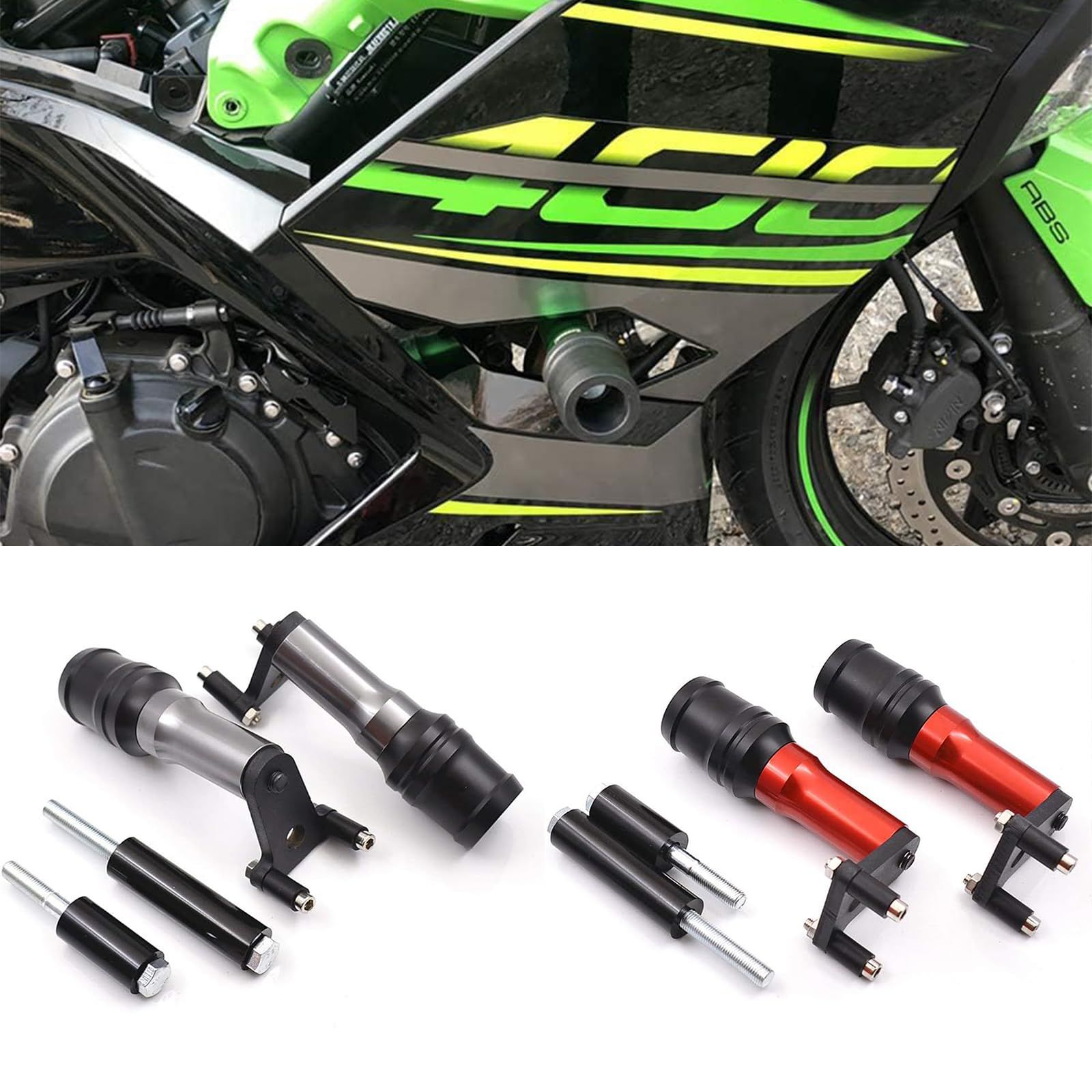 新品 バイク用 フレームスライダー エンジンスライダー に適合する カワサキ ニンジャ400 Z400 (2018-2023) ニンジャ250 Z250 (2019-2023) (シルバー)