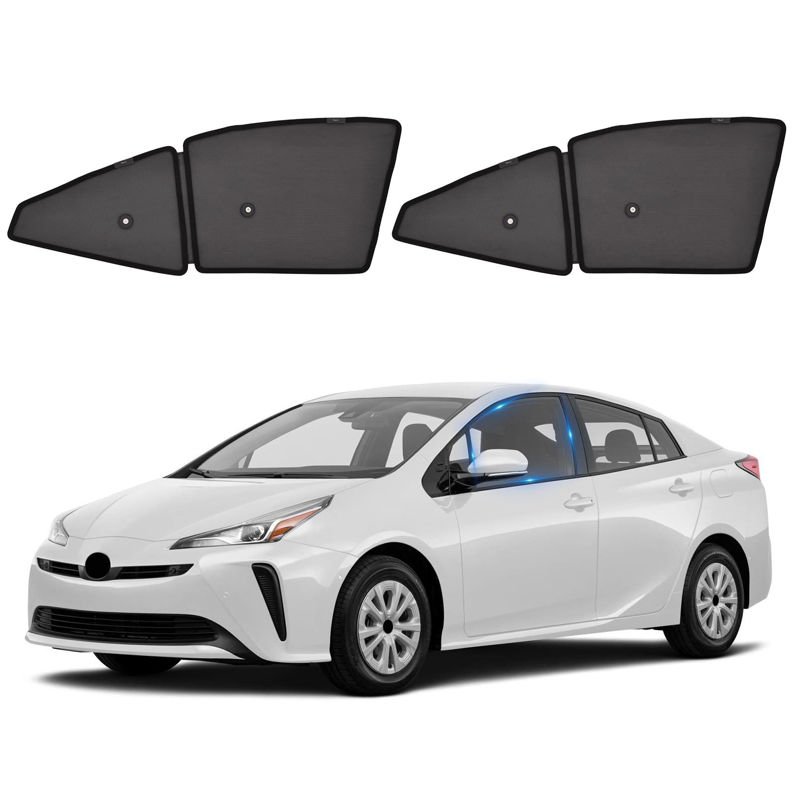 ZATOOTO トヨタ プリウス 50系 車種専用 メッシュカーテン マグネット式 車 カーテン 遮光 換気 車中泊 網戸 折り畳み式 サンシェード フロントサイド用 日除け UVカット メッシュサンシェード 虫よけ アクセサリー 運転席 助手席 収納袋付ts