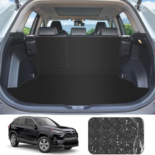 YORKNEIC 新型 RAV4 ラゲッジマット 50系 2019年?現行対応 背もたれカバー付き 車種専用 シートバックカバー トランクマット カーゴマット バックマット 合成革材質 耐汚れ 防水 タイプBts
