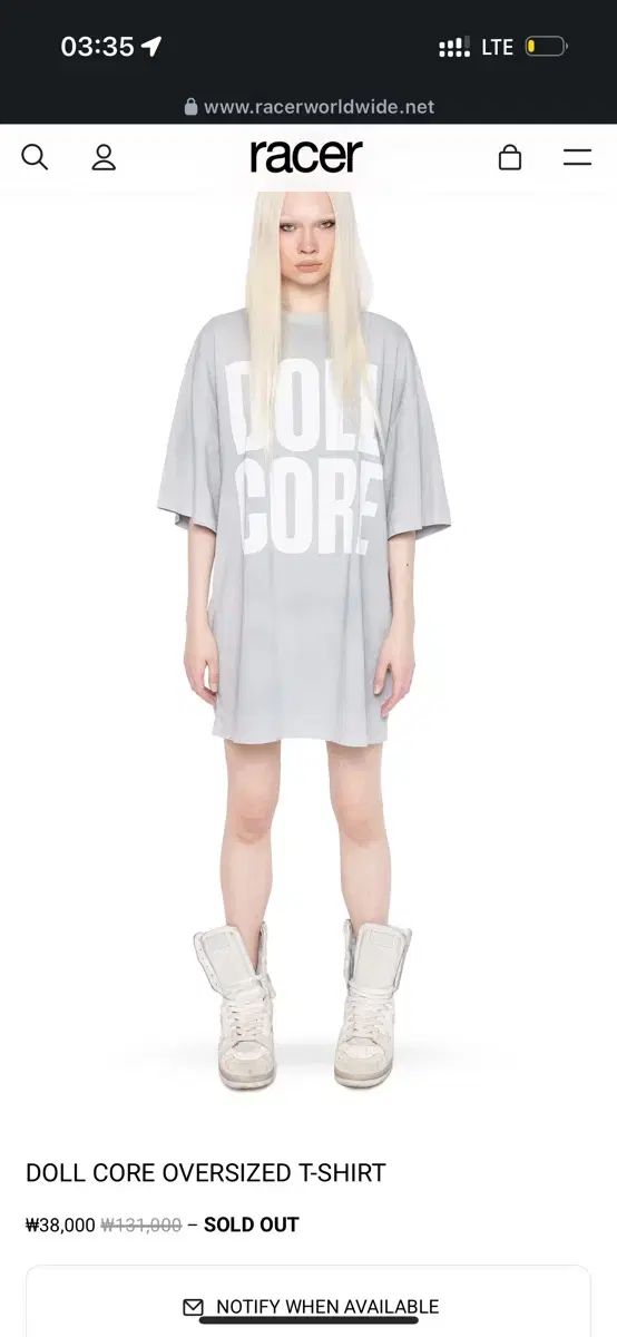 racerworldwide doll core 新 半袖T 商品 8,290円