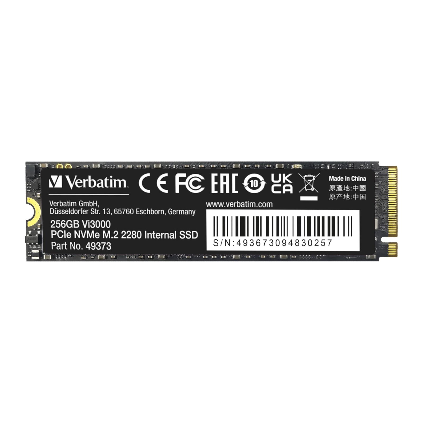 新品 Verbatim バーベイタム NVMe PCIe Gen3.0x4 PCIe3.0 Vi3000シリーズ 256GB 最大読込 3100MB/s 国内代理店IO Dataサポート 49373-J