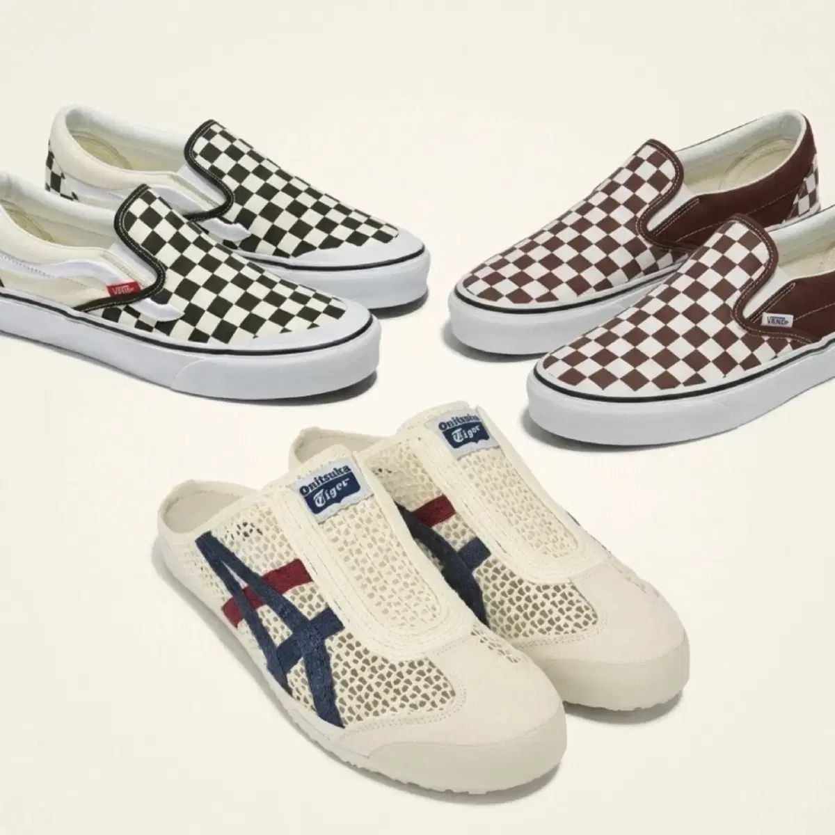 235 オニツカタイガー メキシコ66 ミュール & VANS チェッカー スリッポン 2足 まとめ