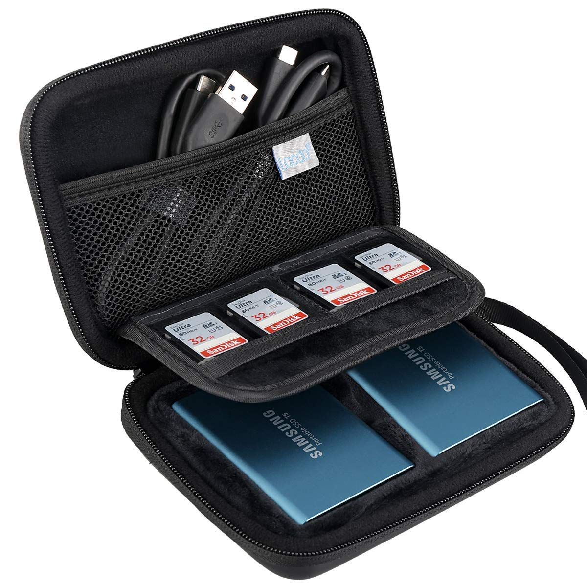 Brand New Samsung SSD Case, Lacdo Samsung T5 T3 2-in-1 Hard Drive Case 250GB 500GB 1TB 2TB USB 3.1 Type C External Solid State Drive EVA Shock Resistant Travel Carrying Case Storage Pouch Bag