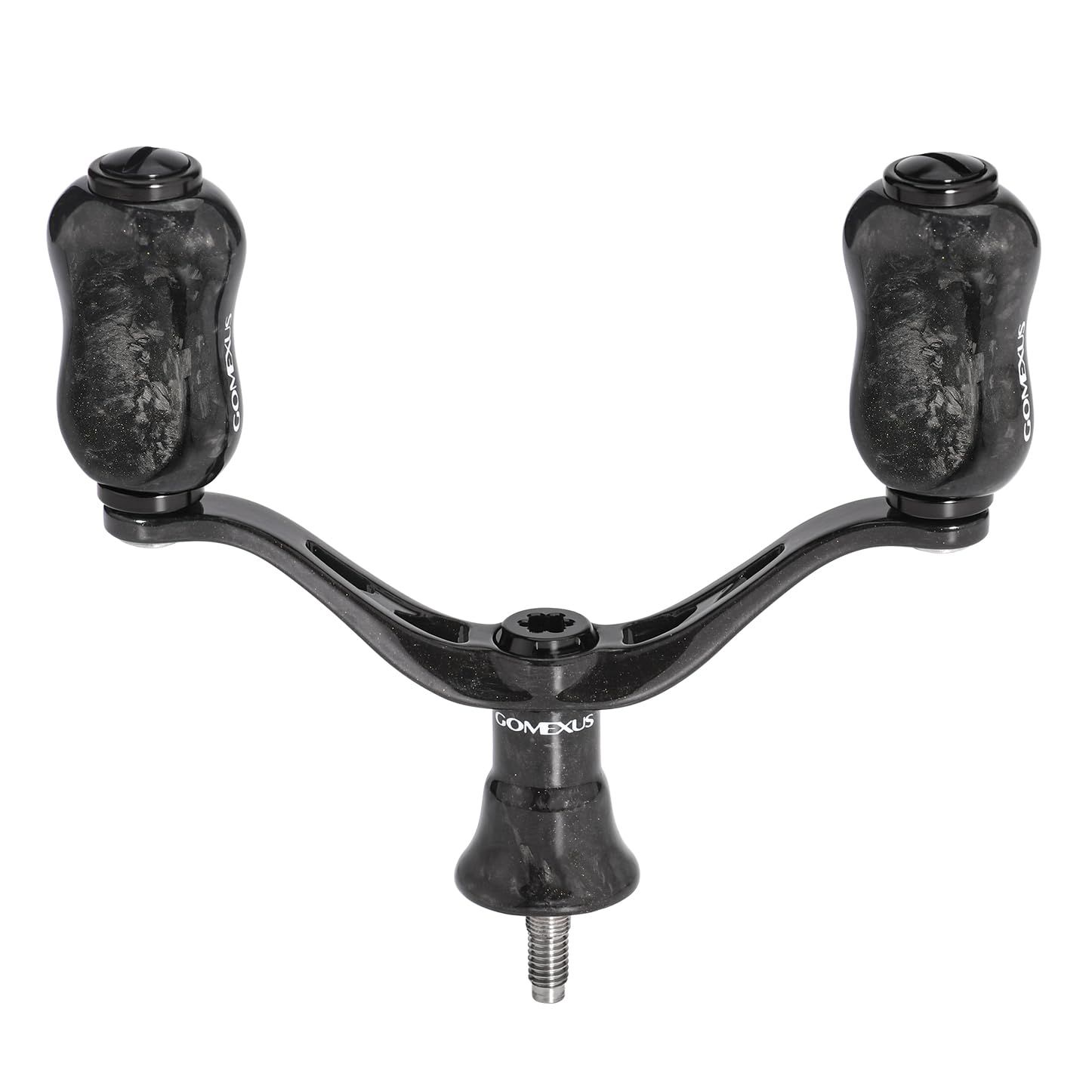 新品 ゴメクサス リールハンドル FY-F22 ハンドルノブ付き シマノ(SHIMANO) ステラ ナスキー ツインパワー用 スピニングリール 82mm 交換 ダブルハンドル ライトゲーム バス釣り 鍛造カーボン製 超軽量 巻き心地 左右兼用リール改装パーツ釣