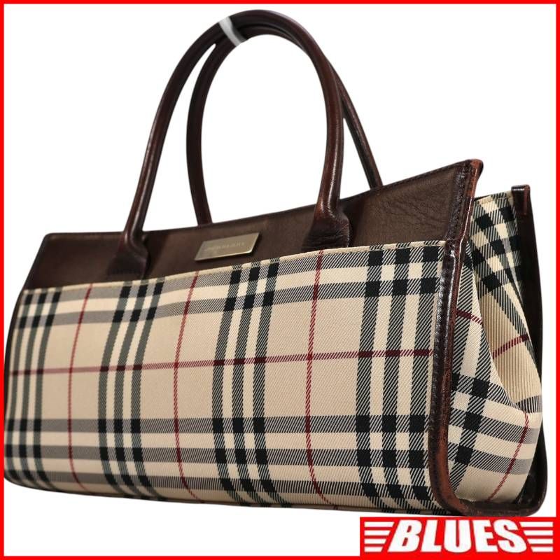 BURBERRY バーバリー ハンドバッグ トートバッグ ノバチェック 茶 ベージュ 本革 レザー レディース ハンドバッグ一覧←SEULB屋着古← HS665