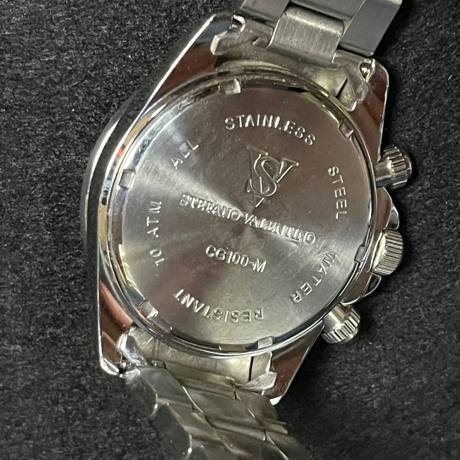 稼動品】 STEFANO VALENTINO CG100-M 腕時計 シルバー クロノグラフ 