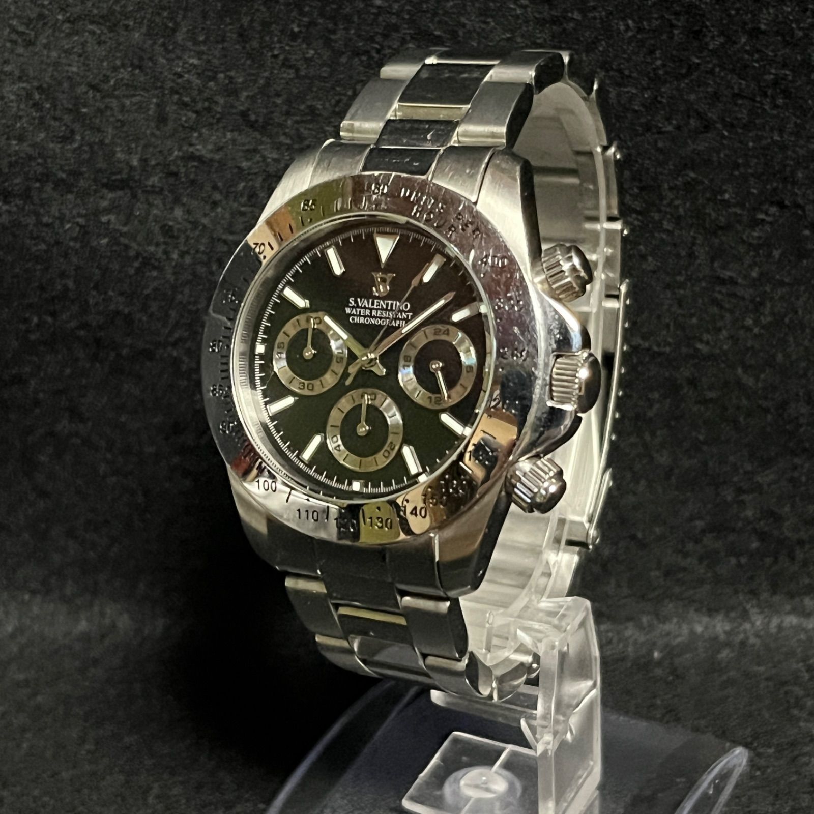 稼動品】 STEFANO VALENTINO CG100-M 腕時計 シルバー クロノグラフ 