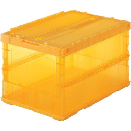 新着商品 トラスコ中山(TRUSCO) 薄型折りたたみコンテナ スケルコン スケルトンコンテナ 収納ボックス 収納ケース 5個【ケース販売】 529X364X70mm ロックフタ付 50L 透明オレンジ TSK-C50B-TMOR