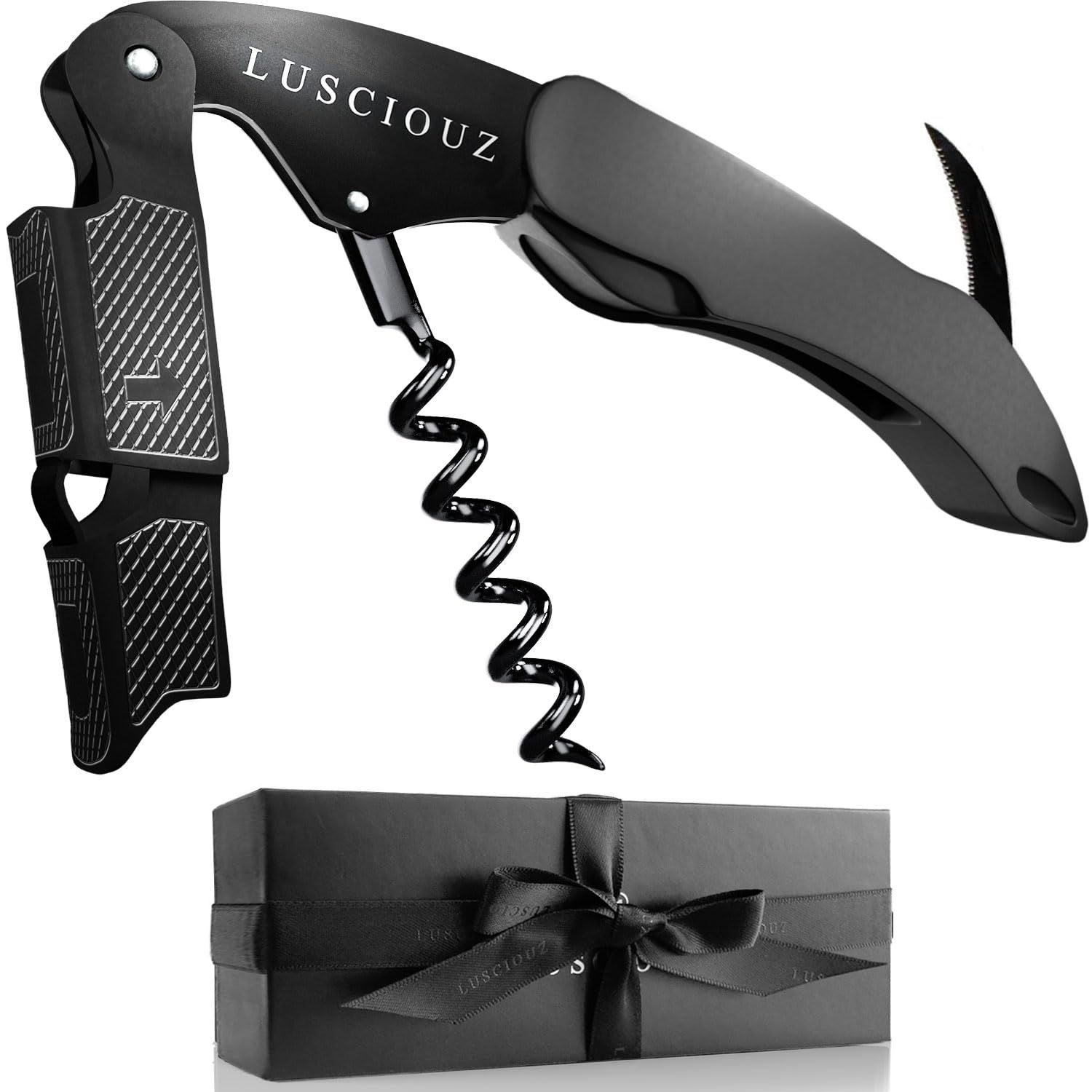 LUSCIOUZ ルーシャズ ソムリエナイフ ワインオープナー 5巻 ダブルアクション (チタンブラック102)送料無料 74a5c305