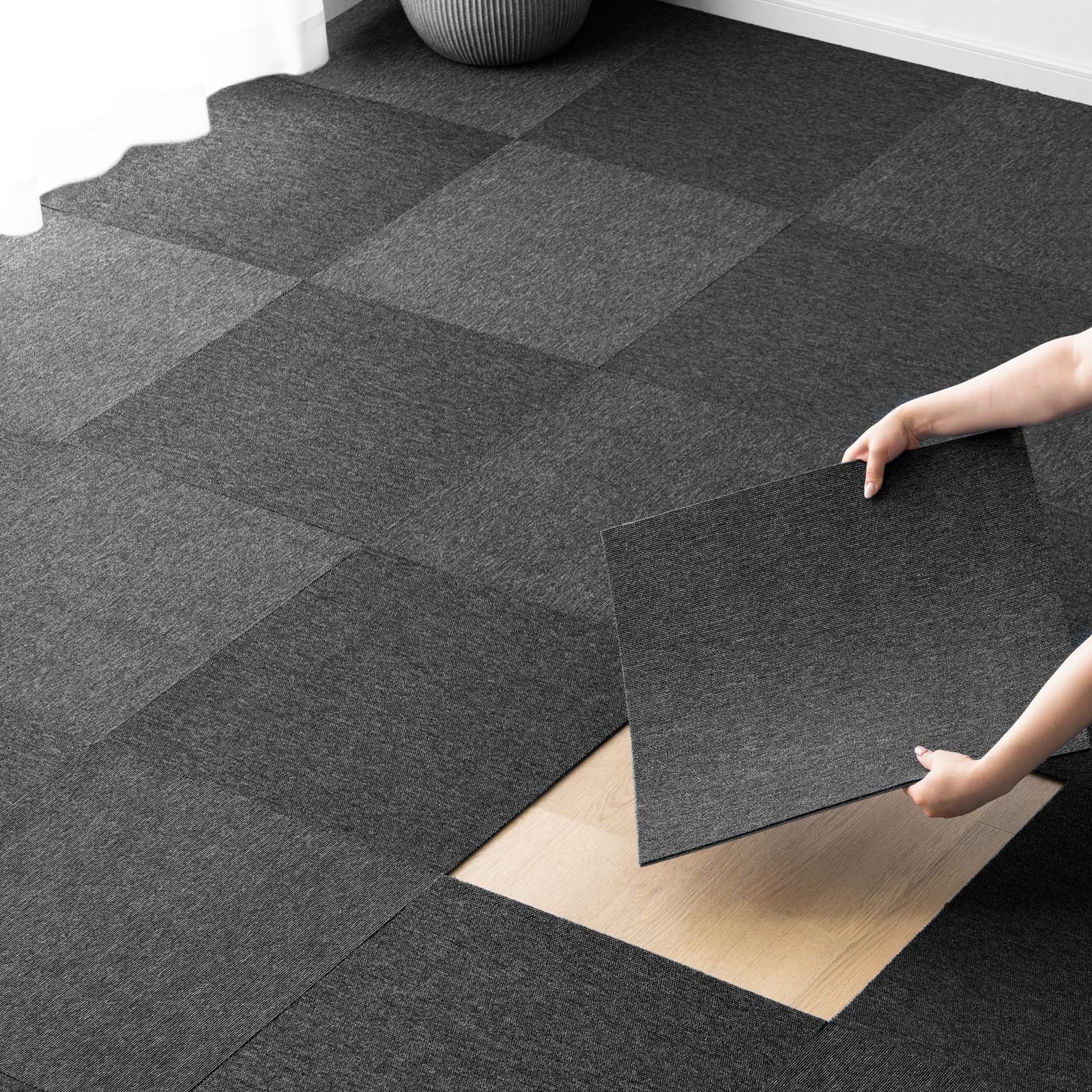 タンスのゲン タイルカーペット【防炎】【敷き詰めラクラク! 大判サイズ】50×50cm 20枚 3畳用 大判 防音 洗える 高耐久 マット フロアマット タイルマット ラグマット 床 床保護マット 90800001(111096)/