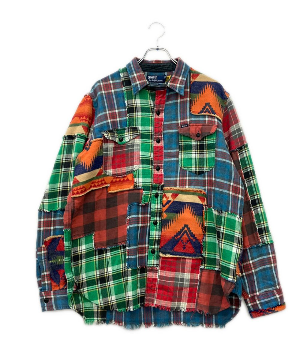 ポロ・ラルフローレン 長袖 パッチワーク チェックシャツ メンズ SIZE L POLO RALPH LAUREN