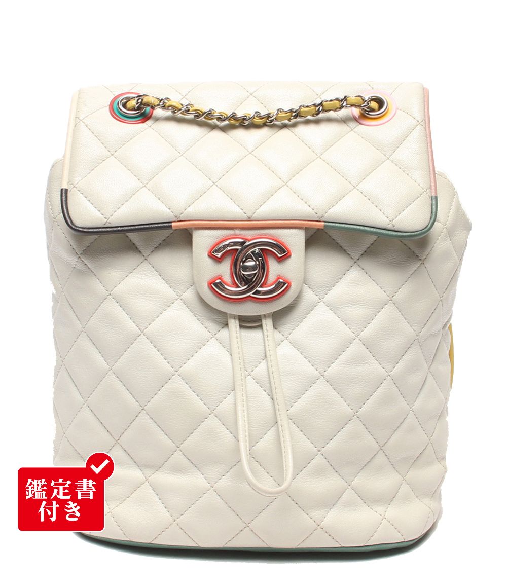 シャネル リュック バックパック シルバー金具 マトラッセ シングルフラップ 23番台 ラムスキン レディース CHANEL