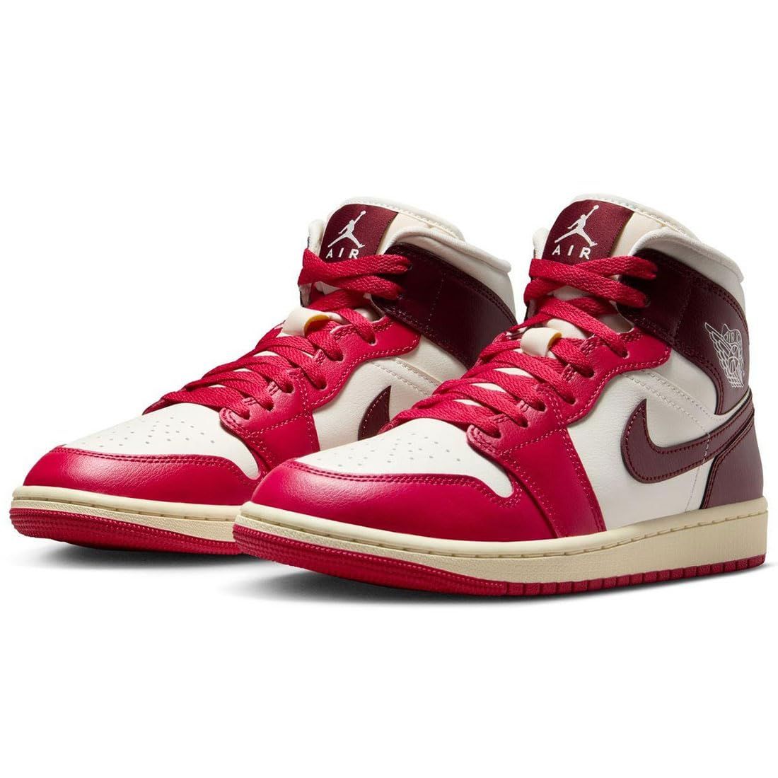 [ナイキ] エア ジョーダン 1 ミッド W AIR JORDAN 1 MID セイル/ミスティックハイビスカス/ココナッツミルク/ダークチームレッド BQ6472-119 25.0cm [25.0 cm]