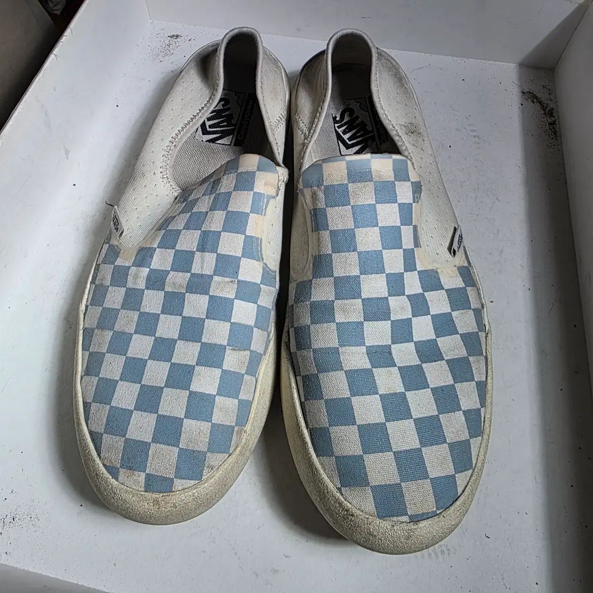 161 VANS コンフィクッシュ ONE スリッポン チェッカーボード スカイブルー 290mm