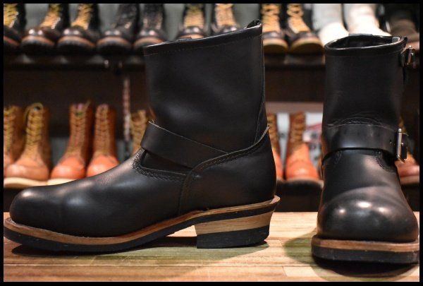【9D 良品 08年】レッドウィング 2976 ショート エンジニア 黒 ブラッククローム スチールトゥ ブーツ redwing 8182 HOPESMORE【GF040】