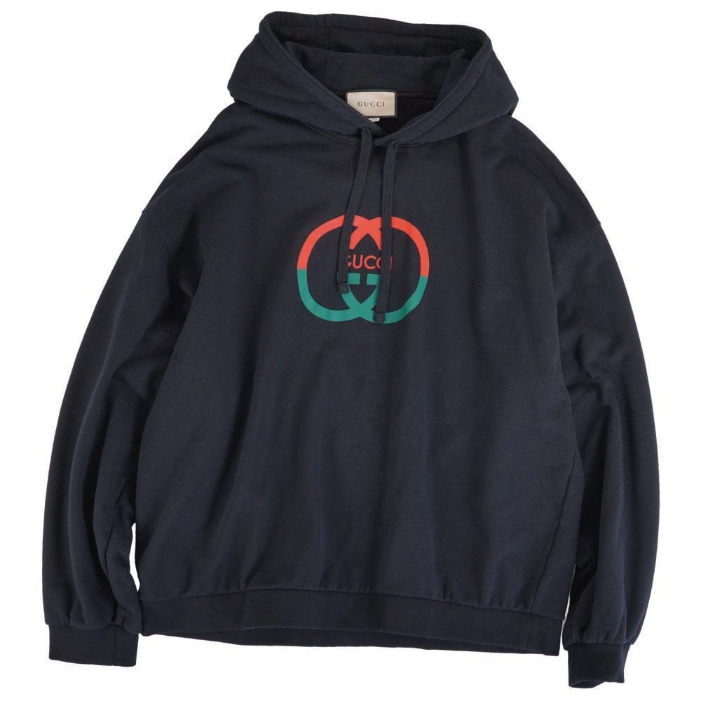 美品 グッチ GUCCI パーカー フーディー スウェット インターロッキングG