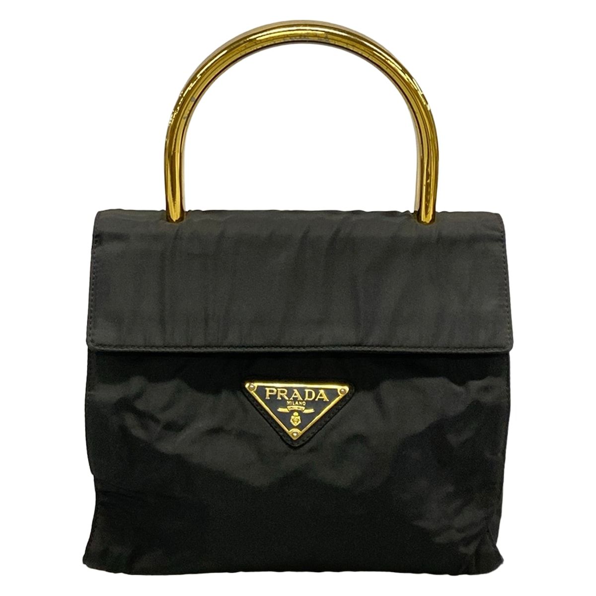 PRADA(プラダ) ハンドバッグ - B4066 黒 メタルハンドル/トライアングルロゴ