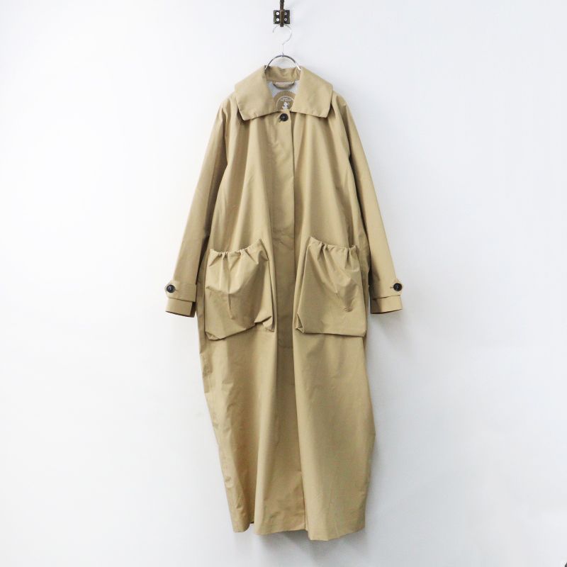 美品 セーブザダック SAVE THE DUCK RAINY 撥水 ロング ステンカラーコート S ベージュ┃羽織 ハオリ レインコート【2400015009513】