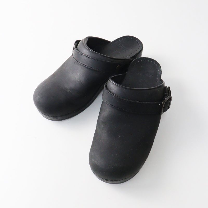 ダンスコ dansko professional クロッグサンダル 37＼ブラック サボ シューズ プロフェッショナル レザー【2400015010663】