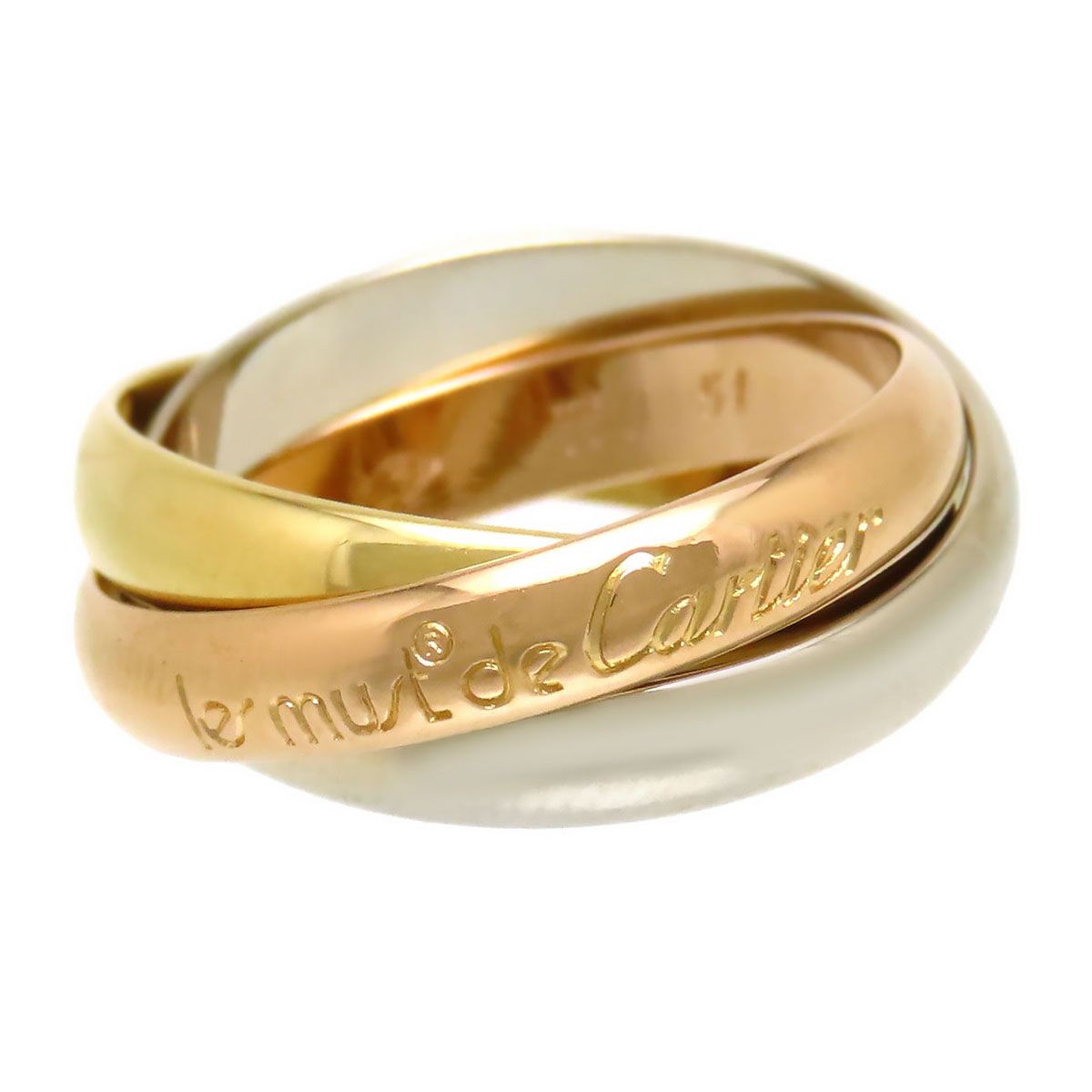 カルティエ トリニティ リング #51 750 (K18WG K18YG K18PG) レディース CARTIER【中古】 【ジュエリー】