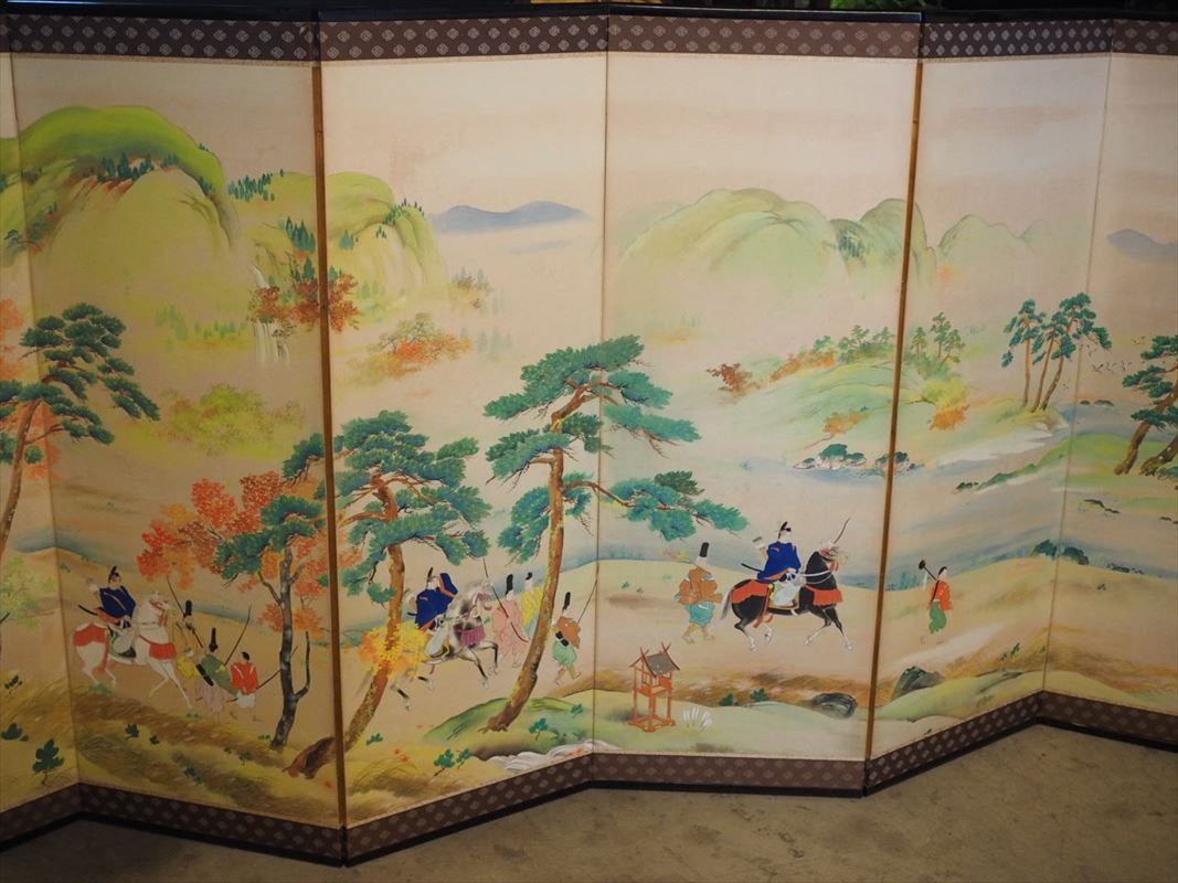 大和絵 武者絵 ?風一双セット 　古録展 送料無料　中古 品番K2148