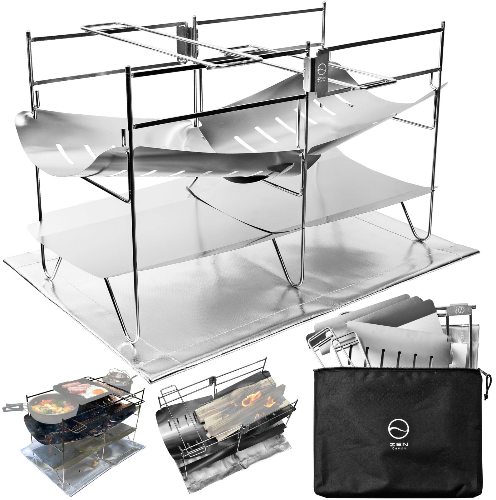 ZEN Camps 焚き火台 NT Fire Stand コンパクト 折りたたみ式 キャンプ ソロキャンプ 焚き火 ステンレス製 収納袋付 (焚き火台本体)送料無料 8a7903f5