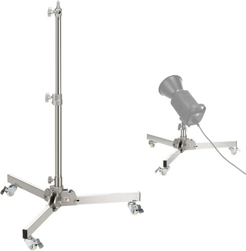 NEEWER ヘビーデューティーライトスタンド キャスター付き 最大高さ98cm ステンレス鋼 折りたたみ式 調節可能な三脚スタンド 撮影用ライトスタンド スピードライト/ソフトボックス/モノライト用 最大荷重10kg ST98SS送料無料 9378e369