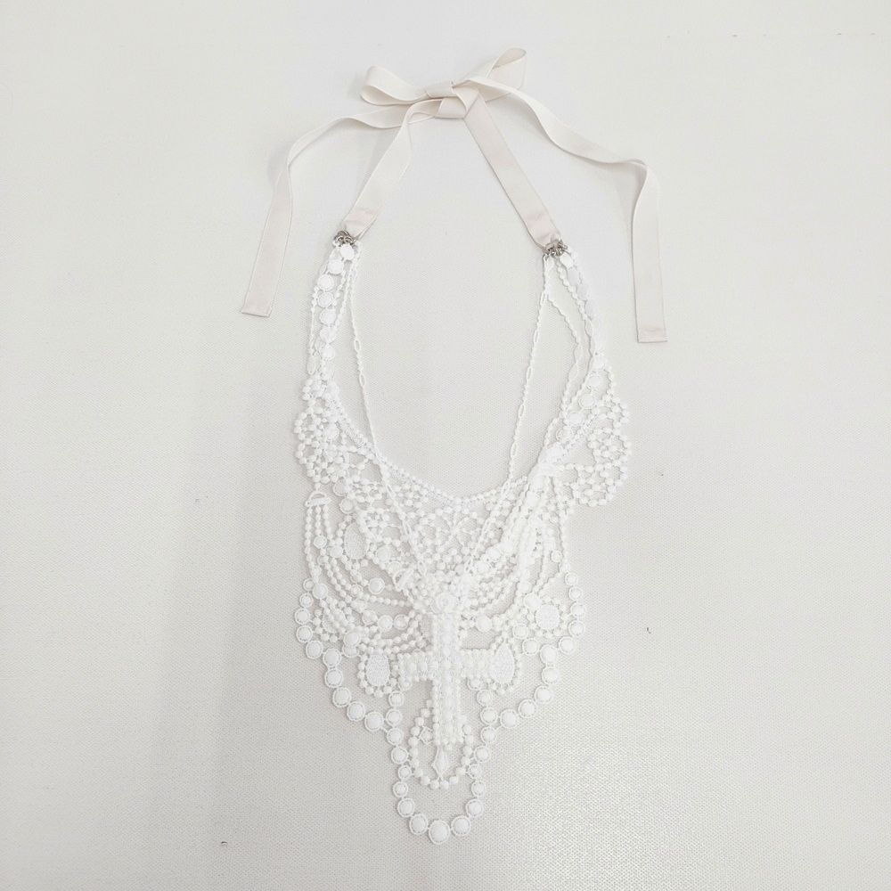 FOR Flower of Romance 新品 レースネックレス 定価16500円 2601-FA12 ネックレス シロ レディース フォーフラワーズオブロマンス【中古】6-0528G◎