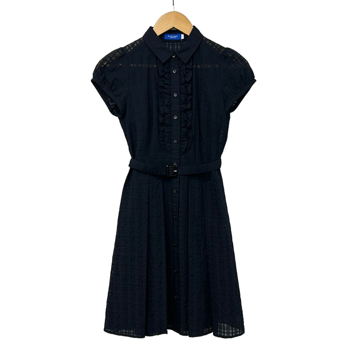 BLUE LABEL CRESTBRIDGE(ブルーレーベルクレストブリッジ) ワンピース レディース美品 - ネイビー 半袖/ひざ丈