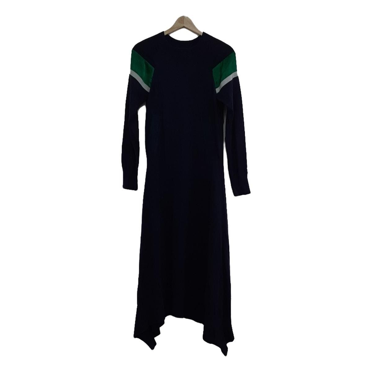 Sacai(サカイ) ワンピース サイズ2 M レディース - 22-05920 ダークネイビー×ダークブラウン×マルチ ハイネック/長袖/ロング