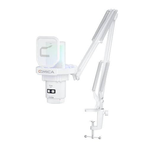 Comica USBコンデンサーマイク ゲーミングマイク ブームアーム付き マイクセット 単一指向性 RGBライティング ノイズ軽減 ワンタッチミュート web配信 ポットキャスト テレワーク コンテンツクリエーター ストリーミング Windows/ 国内発送