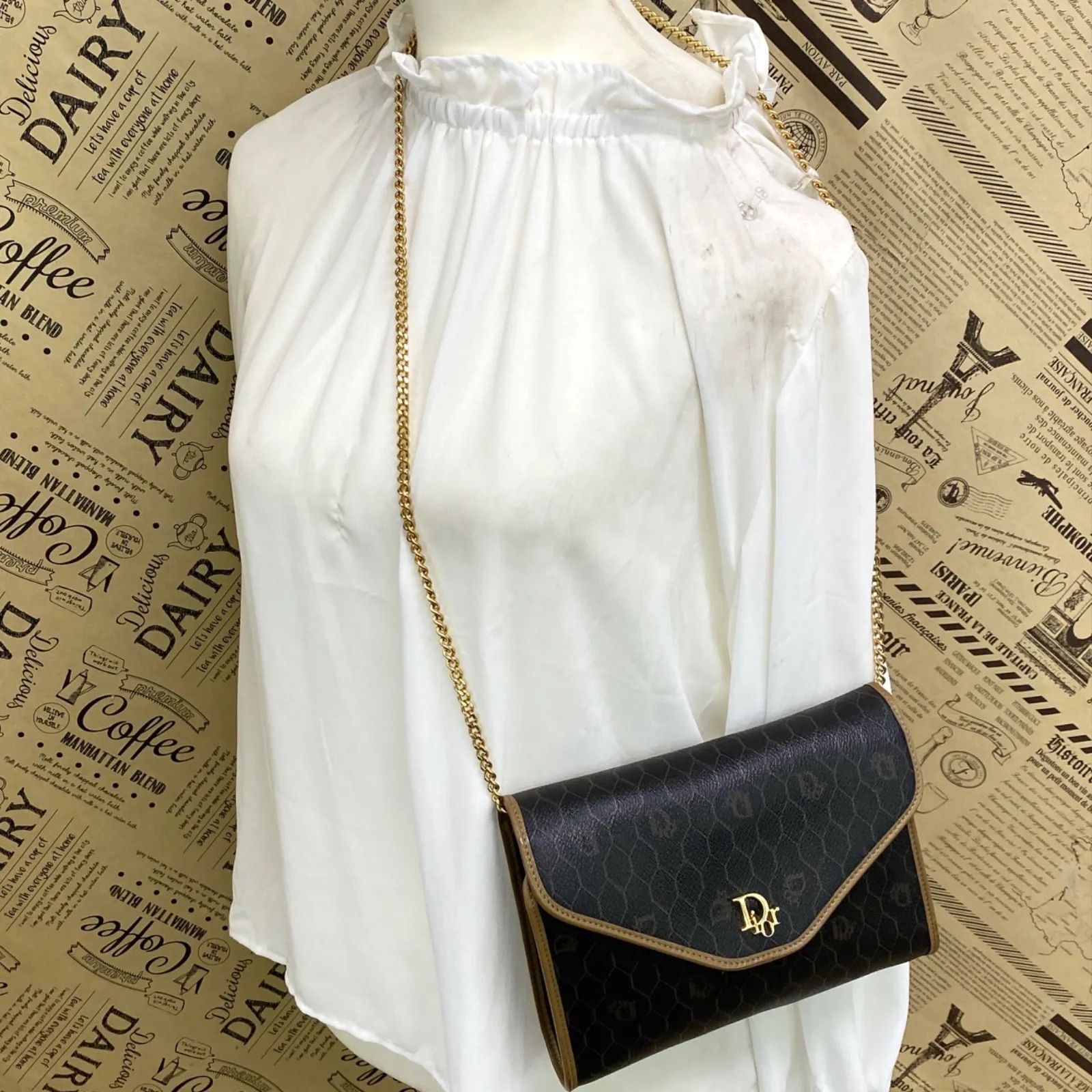 クリスチャンディオール ヴィンテージ ハニカム柄 ショルダー バッグ