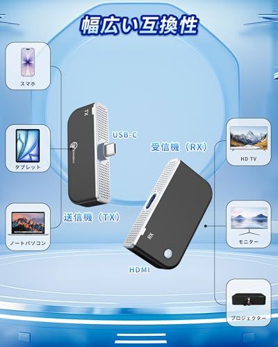 hdmi 無線 ワイヤレス hdmi 送受信機セット【2つの接続方法で対応力が大幅アップ】 USB-C 3.1 送信機 超低遅延 技適認証取得済み 1080P/2.4G+5G/50m無線伝送 音声・映像同期 WiFi・設定不要 ミラー&拡張モ 90aa2d9c hdmi 無線 ワイヤレス hdmi 送受信機セット【2つの接続方法で対応力が大幅アップ】 USB-C 3.1 送信機 超低遅延 技適認証取得済み 1080P/2.4G+5G/50m無線伝送 音声・映像同期 WiFi・設定不要 ミラー&拡張モ 90aa2d9c