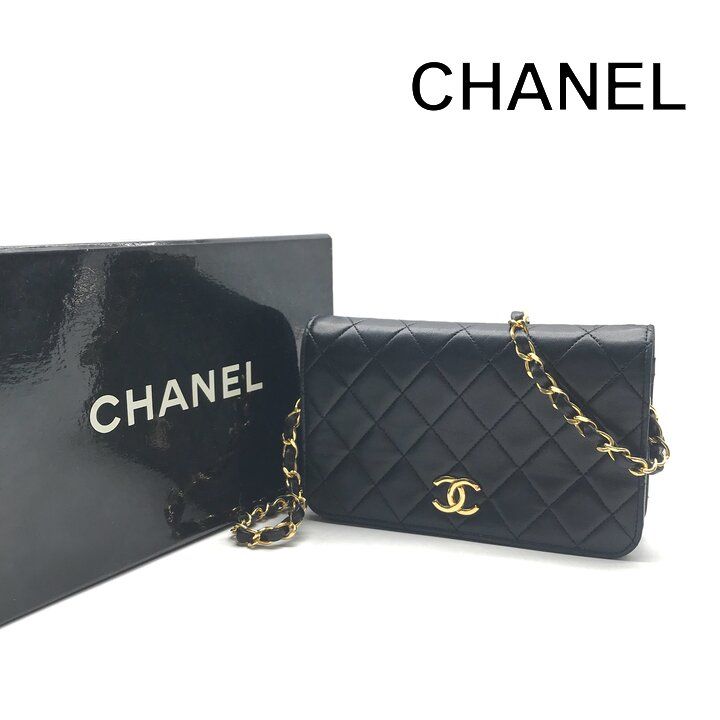 良品 CHANEL シャネル ココマーク ミニマトラッセ ラムスキン チェーン ショルダー バッグ プッシュロック ブラック レディース k7721