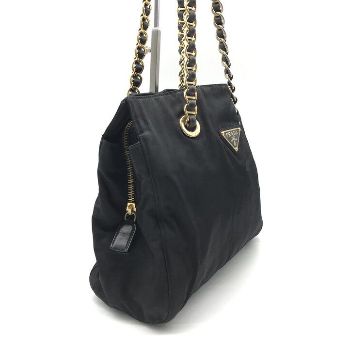良品 PRADA プラダ 三角ロゴ ナイロン テスート チェーン ショルダー