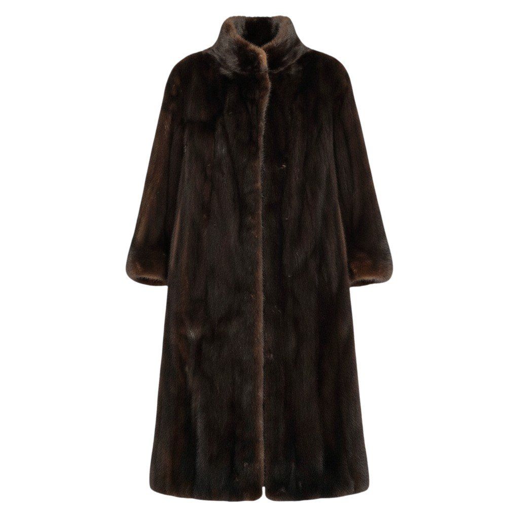 86f11 MIO ダークミンク 超ロングコート 丈110cm サイズF ブラウン 本毛皮 Dark Mink Long Coat リアルファーt18r