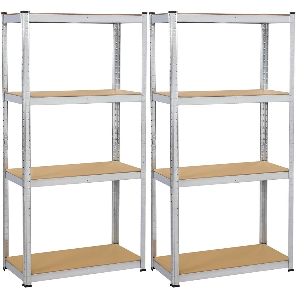 Yaheetech スチールラック メタルラック 4段 耐荷重130kg/段 80×40×160cm キッチンラック オープンシェルフ 収納棚 収納ラック 業務用 高さ調整可 自由に組み合わせ 防サビ加工 組立簡単 手袋付き ゴム製キャップ付き 大容量 シルバ
