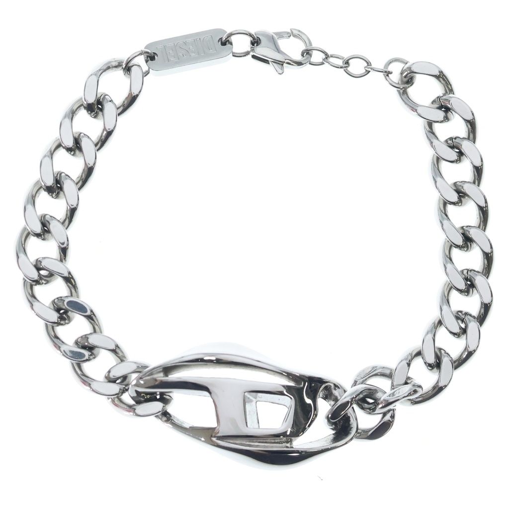 DIESEL (ディーゼル) ロゴブレスレット 喜平チェーン シルバー DX1432