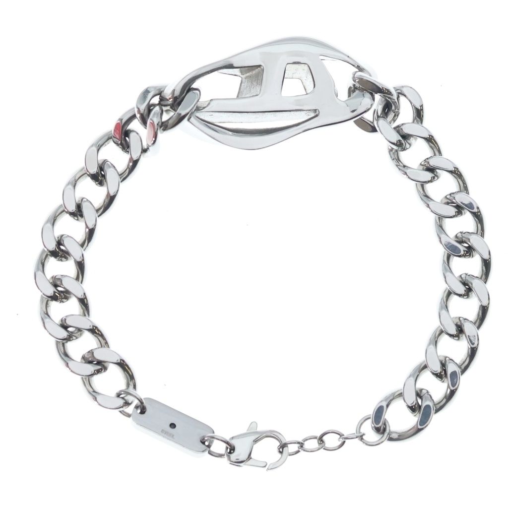 DIESEL (ディーゼル) ロゴブレスレット 喜平チェーン シルバー DX1432
