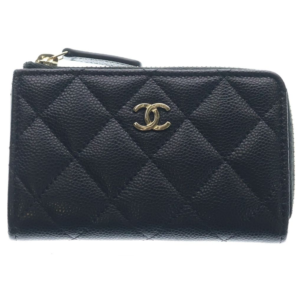 CHANEL (シャネル) コインケース キャビアスキン キーリング付き フラグメントケース ブラック AP0221