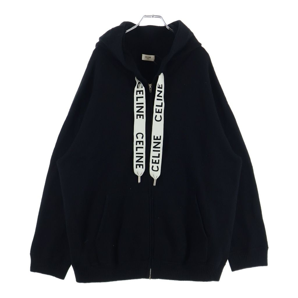 CELINE (セリーヌ) 21AW カシミヤニット ジップアップ パーカー フーディー ブラック 2A77O373N