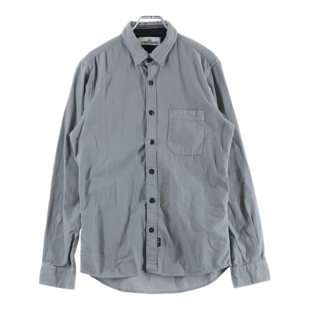 STONE  グレー M ボタン付き長袖カットソー STONE ISLAND (ストーンアイランド) コットン ボタンダウン 長袖シャツ
