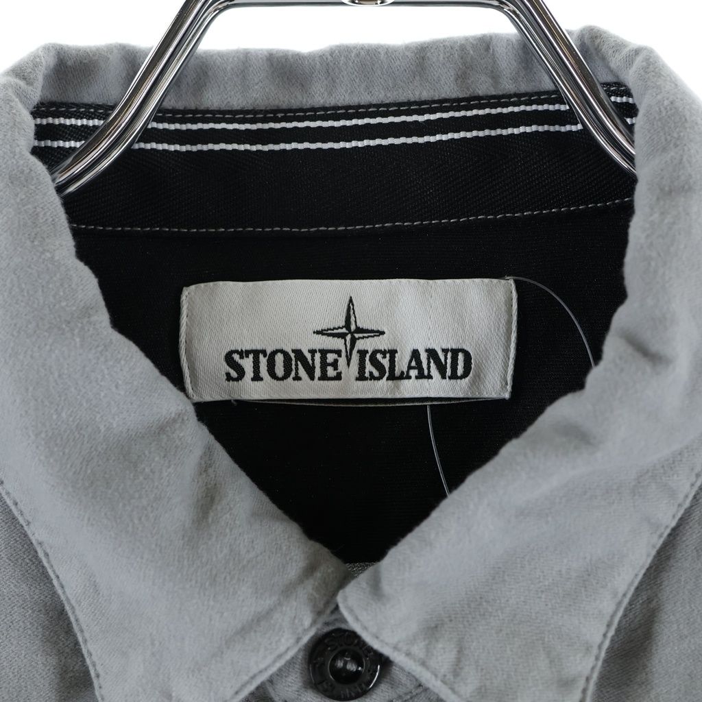 STONE  グレー M ボタン付き長袖カットソー STONE ISLAND (ストーンアイランド) コットン ボタンダウン 長袖シャツ