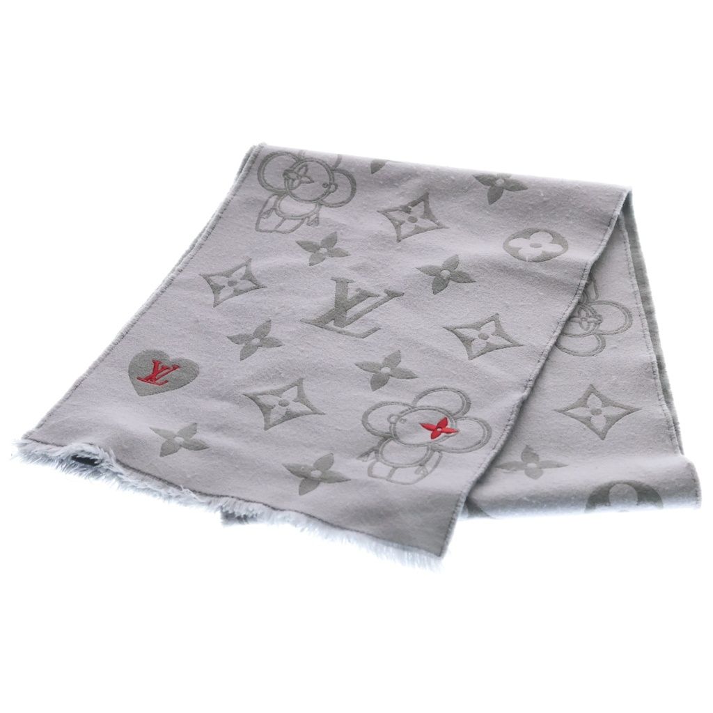 LOUIS VUITTON (ルイヴィトン) マフラー・ヴィヴィエンヌ CVD モノグラムロゴ ウールマフラー グレー